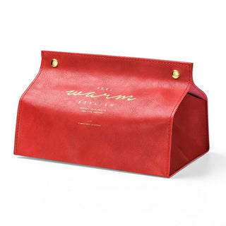 Buy red Leather Tissue Box Case