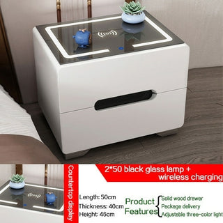 Buy black-2x50-led Intelligent Bedside Table Bedroom Storage Cabinet Modern Wireless