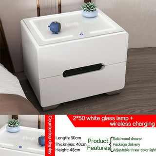 Buy white-2x50-led Intelligent Bedside Table Bedroom Storage Cabinet Modern Wireless