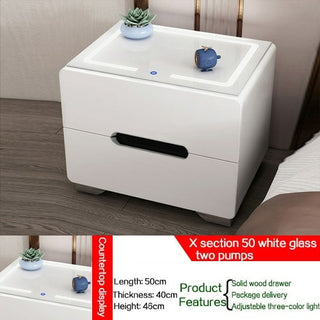 Buy white-x-style Intelligent Bedside Table Bedroom Storage Cabinet Modern Wireless