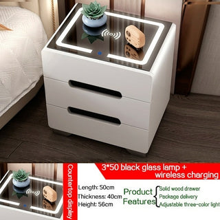 Buy black-qualityupgrade Intelligent Bedside Table Bedroom Storage Cabinet Modern Wireless