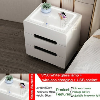 Buy white-luxury-style Intelligent Bedside Table Bedroom Storage Cabinet Modern Wireless