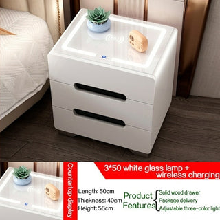 Buy white-qualityupgrade Intelligent Bedside Table Bedroom Storage Cabinet Modern Wireless
