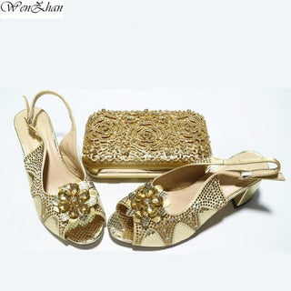 Buy gold Rhinestones Shoes and Bags