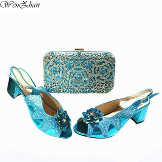 Buy sky-blue Rhinestones Shoes and Bags