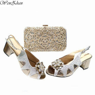 Buy sliver Rhinestones Shoes and Bags
