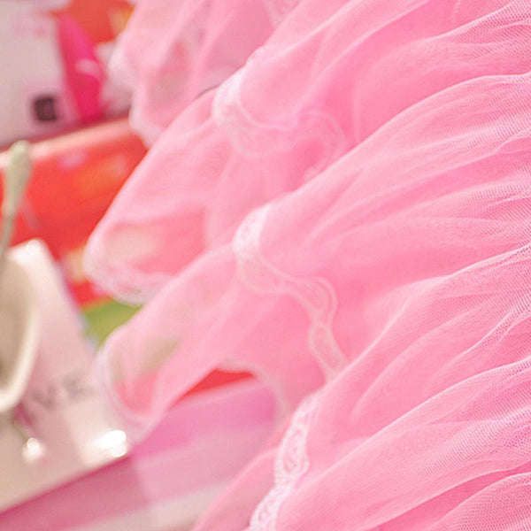 Korea Pink Princess Bedding Set Home Textile Lace Bow Ruffles Flower