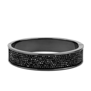 LO4286 - IP Black(Ion Plating) Brass Bangle with Top Grade Crystal  in