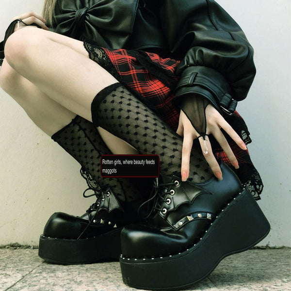 Lapolaka Lovely Gothic Lolita Punk Cosplay Black Comfy Walking Wings