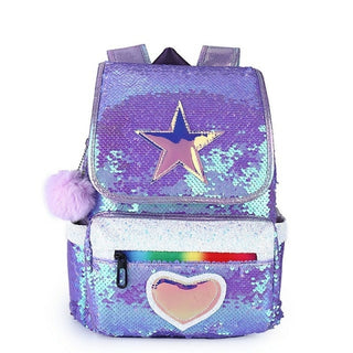 Buy sky-blue Laser Sequins School Bags for Girl Kids Backpack Cute Large Capacity