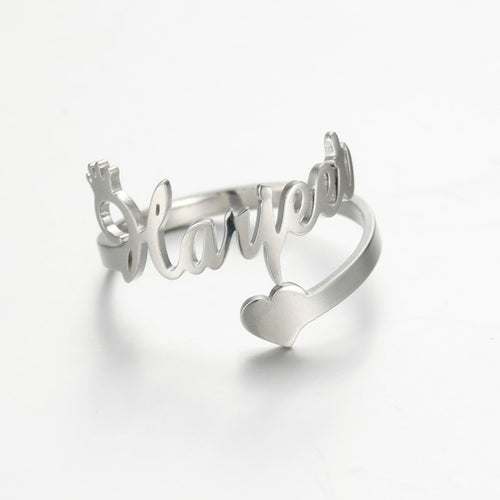 Lemegeton Stainless Steel Custom Name Ring For Women Personalized