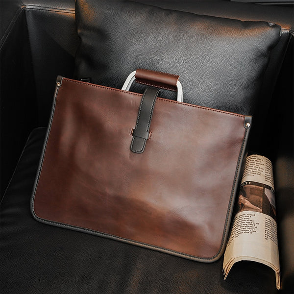 Luxury Business Briefcase Male High quality Crazy Horse Leather
