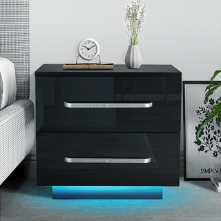 Buy black Multifunction RGB LED Nightstands Cabinet Storage Bedside Table Night