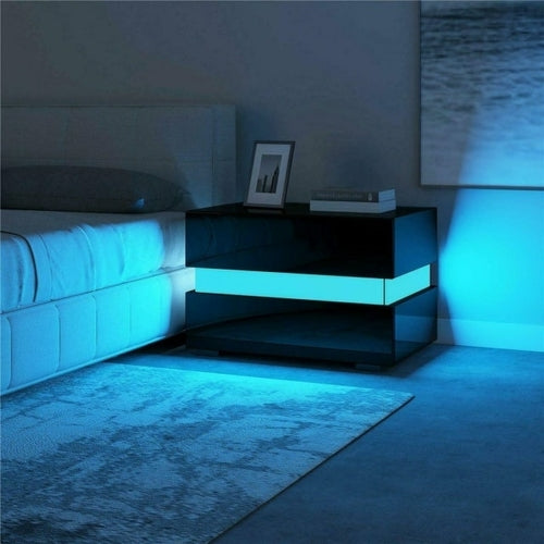 Multifunction RGB LED Nightstands Cabinet Storage Bedside Table Night