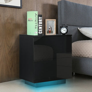 Buy white Multifunction RGB LED Nightstands Cabinet Storage Bedside Table Night