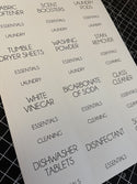Laundry & Cleaning Waterproof White Sticker Bundle Fine Font - 6.35cm