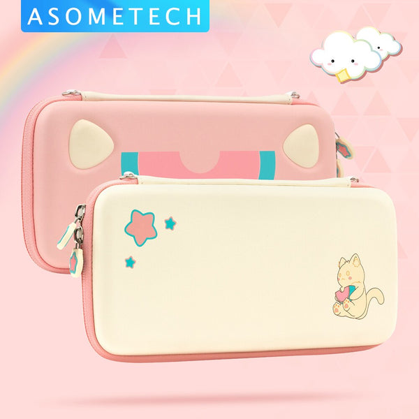 Pink Cute Cat Storage Bag for Nintendo Switch Case Game Portable