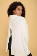 Ivory Long Sleeve Open Back Pullover Top