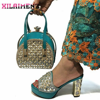 Buy teal Slippers And Bag Set