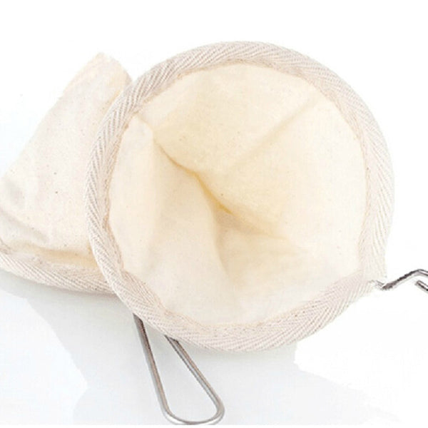 Reusable Coffee Filter Bag Stainless Steel Handle Flannel Cloth