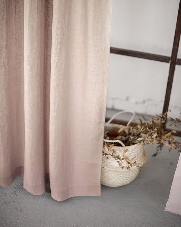 Tab Top Linen Curtain & Drape in Pale Pink
