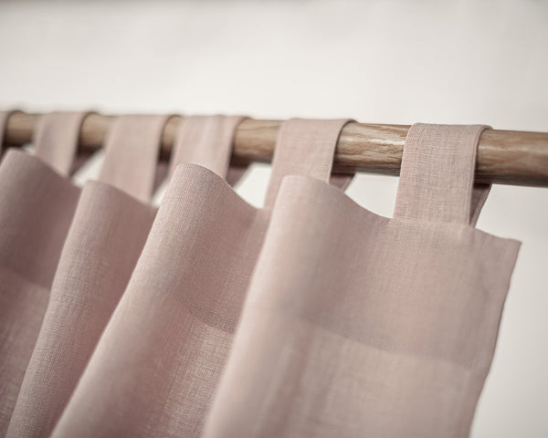 Tab Top Linen Curtain & Drape in Pale Pink