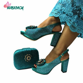 Buy teal Women Shoes and Bag Set with Platform