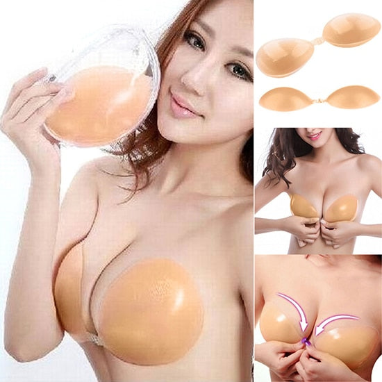 Women Invisible Bra Silicone Self adhesive Stick On Push Up Strapless