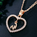 Womens Jewelry Name Initials Heart Pendant Necklace 26 Letters Zircon