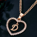 Womens Jewelry Name Initials Heart Pendant Necklace 26 Letters Zircon