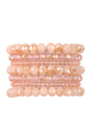 Buy pink Hdb2750 - Seven Lines Glass Beads Stretch Bracelet