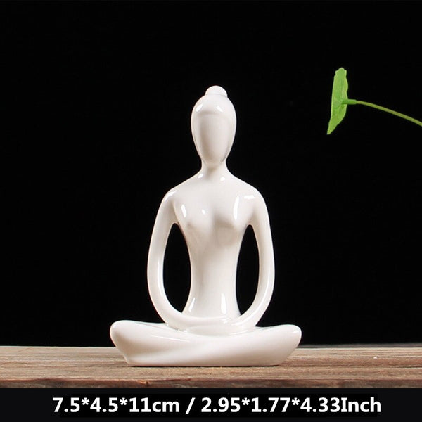 VILEAD 12 Styles White Ceramic Yoga Figurines Ename Yoga Miniatures Abstract Yog Stattues Yoj Figurines Vintage Home Decor