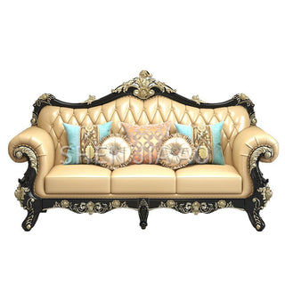 Buy color-6 European Leather Sofa Luxury Solid Carved Sofa