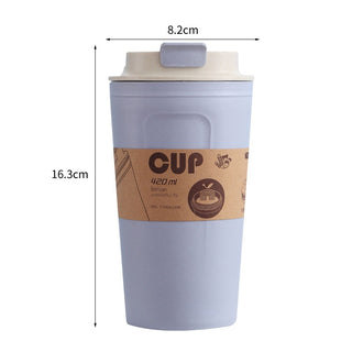 Buy blue Travel Coffee Mug Eco-Friendly Bamboo Fiber Coffee Cup Silicone Ring Lid 420ml