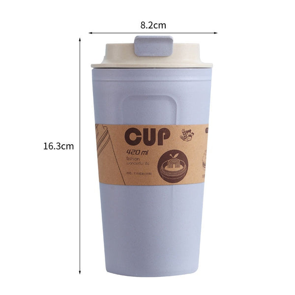 Travel Coffee Mug Eco-Friendly Bamboo Fiber Coffee Cup Silicone Ring Lid 420ml