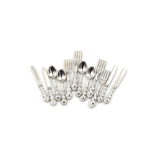 Buy silver 1SET  Kitchen Food Furniture Toys Tableware for 1:12 Dollhouse Miniature Accessories