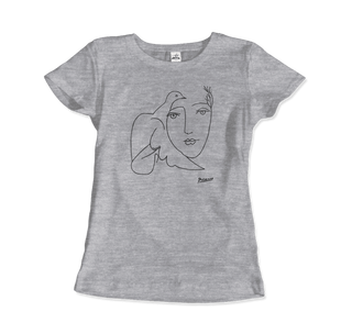 Buy heather-grey Pablo Picasso Peace (Dove and Face) Artwork T-Shirt