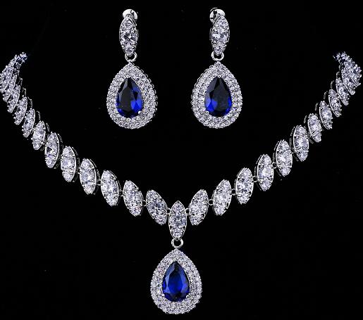 Emmaya Simulated Bridal Jewelry Sets Silver Color Necklace Sets 4 Colors Wedding Jewelry Parure Bijoux Femme
