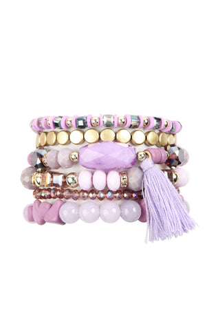 Buy lavender Hdb2201 - Boho Tassel Charm Bracelet