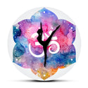 Yoga Girl Hindu Om Symbol Modern Wall Clock