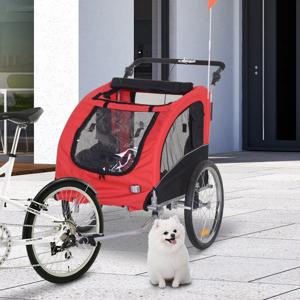 PawHut 2-in-1 Pet Jogging Stroller Dog Cat Bike Bicycle Trailer