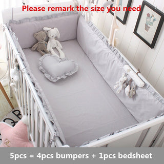 Buy hui-se Princess Pink 100% Cotton Baby Bedding Set Newborn Baby Crib Bedding Set for Girls Boys Washable Cot Bed Linen 4 Bumpers+1 Sheet