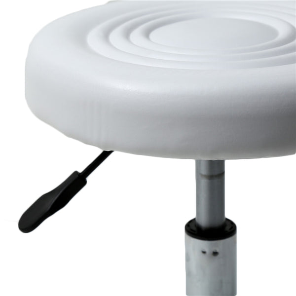 White Round Stool with Lines Rotation Bar Stool
