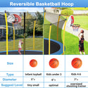 12FT Trampoline for Kids with Safety Enclosure Net Basketball Hoop