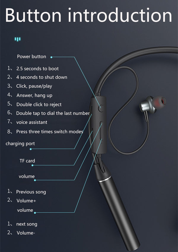 100Hours Palying Magnetic Sports Wireless Bluetooth Earphones