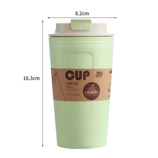 Buy green Travel Coffee Mug Eco-Friendly Bamboo Fiber Coffee Cup Silicone Ring Lid 420ml
