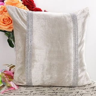 Buy ivory1 45X45cm Luxury Velvet Fabric Diamond Pillow Cover