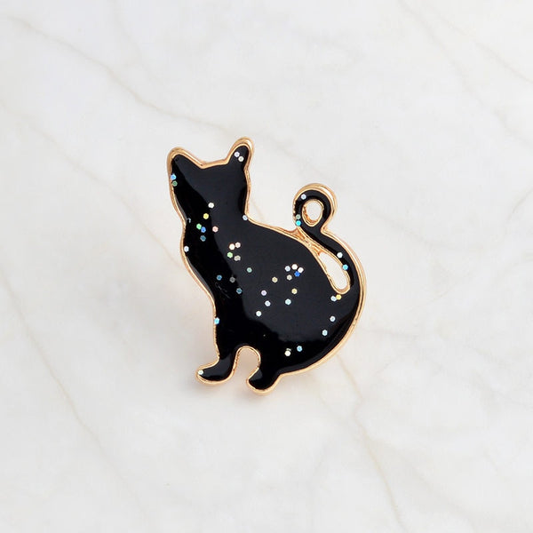 Witch Cat Pins Black Cat Pentagram Moon and Star Witchy Lapel Pins Enamel Pin Brooches for Witches Halloween Jewelry