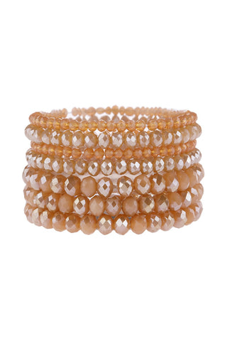 Buy light-peach Hdb2750 - Seven Lines Glass Beads Stretch Bracelet