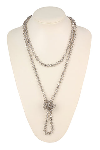Buy clear-gray 8mm Longline Hand Knotted Necklace